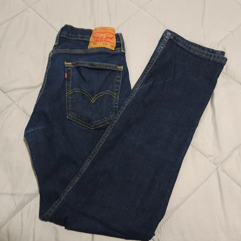 Levi's 514 Straight Fit Jeans Mens 30x32 Dark Wash Stretch Denim Blue